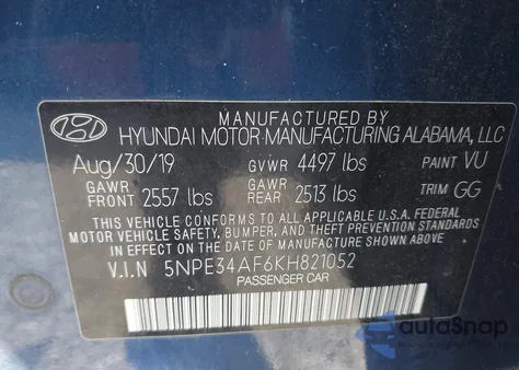 2019 Hyundai Sonata Limited from USA, damaged, VIN 5NPE34AF6KH821052